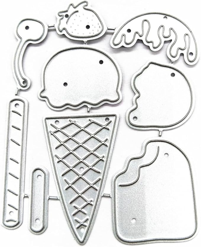 Cutting Dies Metal Stencils Scrapbooking Tools Flowers Lace Frame DIY Embossing Template for Paper Card Making Album Arts Crafts Supplies (Ice Cream-6.1x7.5cm)