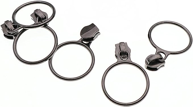 Leekayer #5 Black Nickel Metallic Nylon Coil Teeth Zippers by The Yard Bulk 10 Yards Black Zipper Tape with 25pcs Black Nickel Ring Pull Sliders for DIY Sewing Tailor Craft Bag(Black)