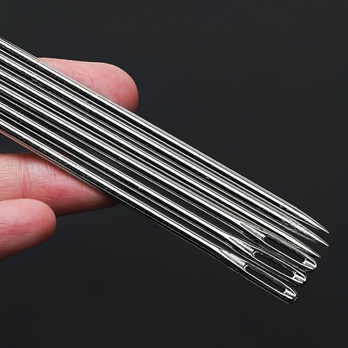 4" Professional Upholstery Needle 10cm length 3mm thickness, Big Eye Hand Sewing Needles for Stitching and Crafting Projects