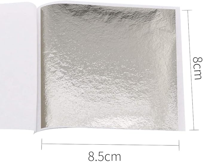 KINNO Gold Leaf Sheets for Art, 100 Sheets Light Champagne Silver Foil Multipurpose for Home, Wall, Frame, Ceiling, Furniture Decoration, 3.15 by 3.35 Inches