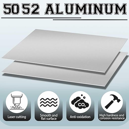 4 Pack 5052 Aluminum Sheet Metal 6" x 12" Aluminum Plate 1/8 (0.125'') Inch Thickness Rectangle Metal Panels for Industry Crafting Handcraft DIY Projects