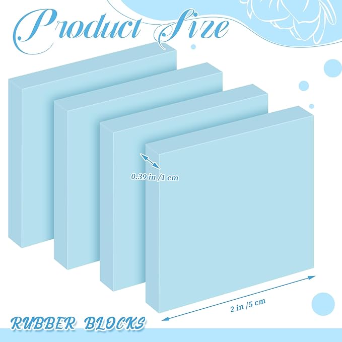 Frienda 24 Pcs 2" x 2" Rubber Carving Blocks Linoleum Blocks for Printmaking, Stamp Making, DIY Crafting, Scrapbook, Painting, Soft and Easy to Carve (Light Blue)