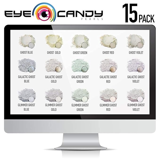 Eye Candy Pigments Premium Ghost Mica Powder - Glimmer White (50gr) - for Epoxy, Resin, Soap, Paint, Woodworking, Acrylic Pouring, Bath Bombs, Fishing Lures - DIY Arts and Crafts Additive