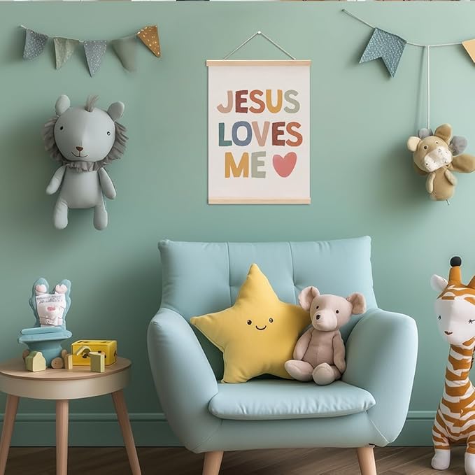 Christian Decor Boho Poster Hanger, Jesus Religious Wall Decor, Christian Gifts Bible Verse Spiritual Gifts Wall Art Wall Hanging Banner Farmhouse Church Apartment Bedroom Kitchen Decor