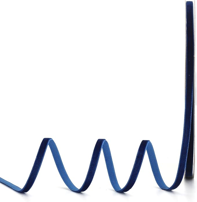 Navy Blue Velvet Ribbon,1/4" W x 20Yd Single Face,Great for Gift Wrapping,Hair Bows,Handmade Craft and Christmas,Wedding Decoration (1/4" Navy Blue)