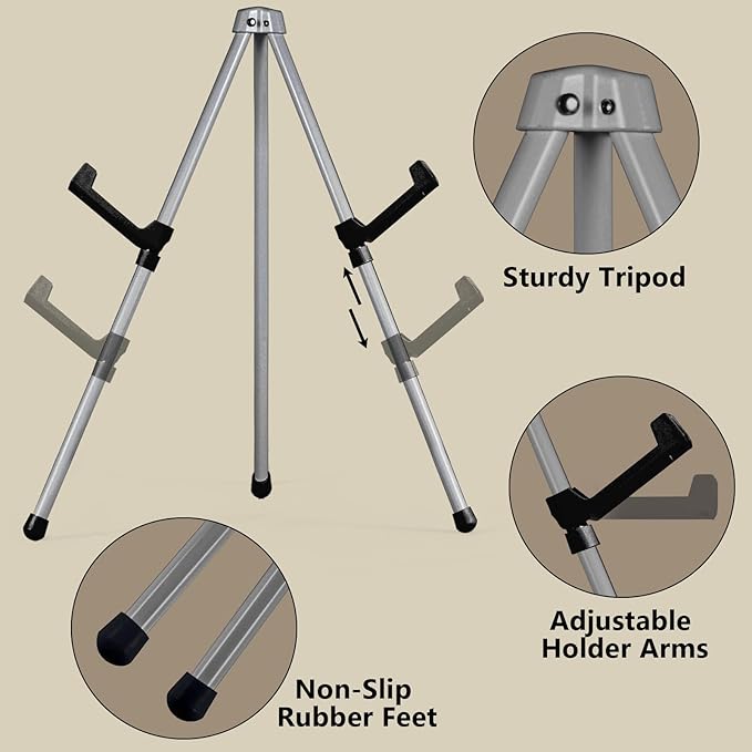 14" High Tabletop Instant Display Easel, Small Desktop Steel Easel Stand with Adjustable Holders for Paintings, Posters and Store Signs(Silver, 2Pack)