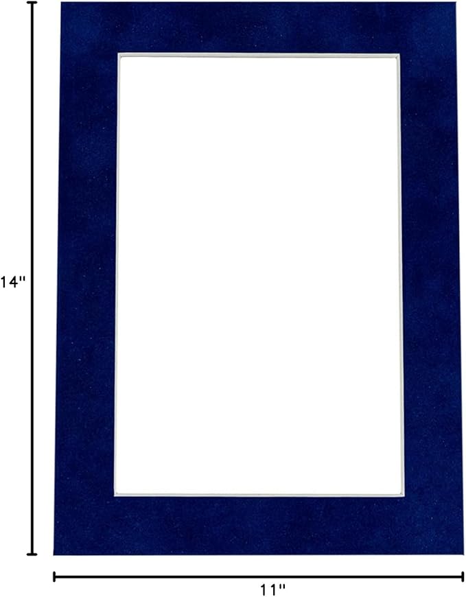 Poster Palooza 11x14 Mat Bevel Cut for 8.5x11 Photos - Acid Free Brooke Blue Suede Precut Matboard - For Pictures, Photos, Framing - 4-ply Thickness