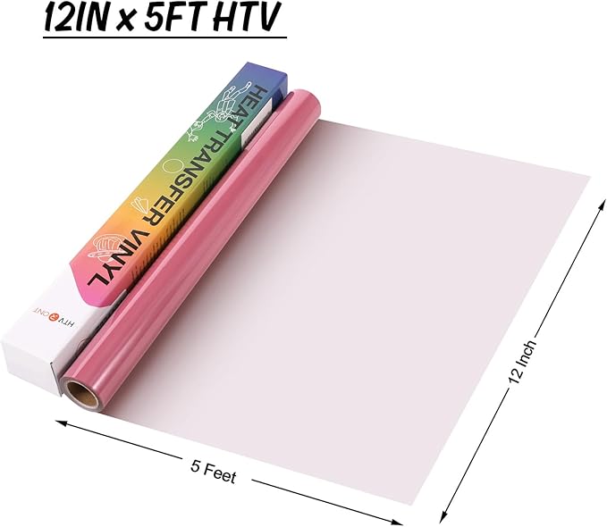 HTVRONT HTV Rolls Heat Transfer Vinyl - 12" x 5ft Maroon HTV Vinyl for Shirts, Iron on Vinyl for All Cutter Machine - Easy to Cut & Weed for Design (Maroon)