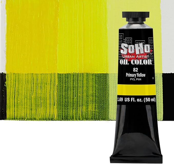 Soho Urban Artist Oil Paint - Primary Yellow, 50 ml Tube - Best Valued Oil Colors for Painting, Excellent Pigment Load