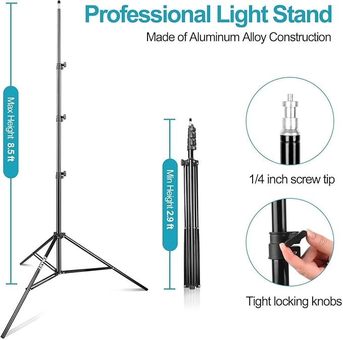 EMART 8.5FT Photography Green Screen Background Reflector Disc Holder Clip with Light Stand for Diffuser, Pop Up Backdrop, Photo, Video Studio, Meeting,Live Streaming, Youtuber