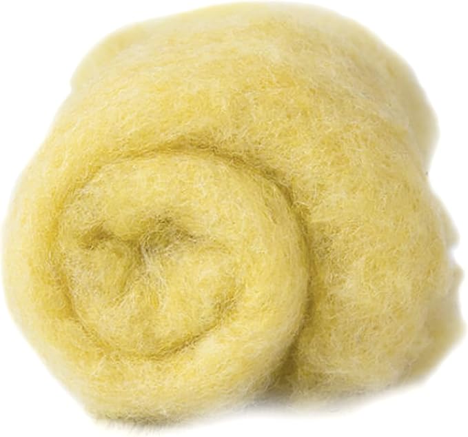 Desert Breeze Distributing Maori Wool Carded Batting, 100% Natural New Zealand Wool Made by DHG in Italy for Needle Felting, 3.5 OZ, 27 Micron, Color Corn Yellow