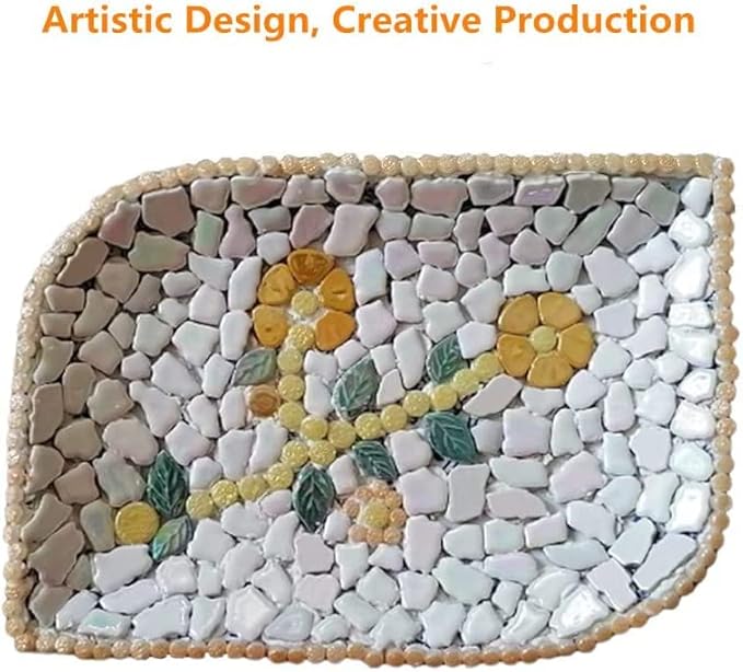 1.1LB Irregular Ceramics Mosaic Tiles, Mosaic Pieces Stones for DIY Mosaic Making Craft Hobby Arts Home Wall Decoration (White)