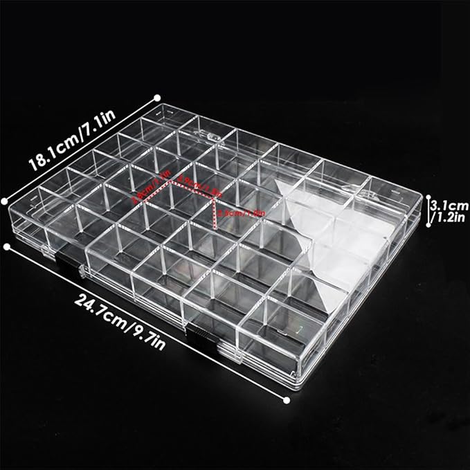 36 Grids Clear Plastic Organizer Box, Craft Storage Container for Beads Organizer, Art DIY, Crafts Jewelry Storage, Fishing Tackles, Rock Collection, 1 Pack