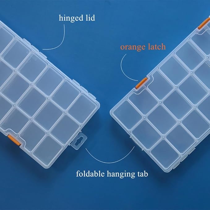BangQiao 3 Pack 24 Grids Clear Plastic Storage Box with Dividers, Transparent Organizer Container Case for Small Parts, Bead, Button, Jewelry, Diamond, Craft Supplies,Sewing Kit, DIY Accessories