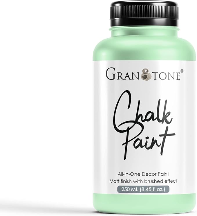 GRANOTONE Chalk Paint for Furniture | Matt-Finish Water-Based Acrylic Paint for Wood, Walls, Metal, Glass, Paper, Fabric Canvas | Maximum Coverage Chalk Paint for Kids & Adults, 250 Ml (MINT)