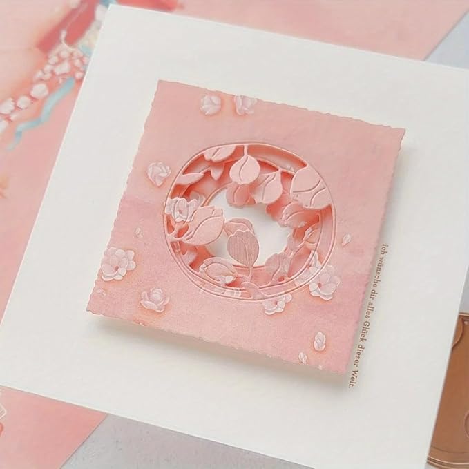 Lapoo Flowers Metal Cutting Die for Scrapbooking - Durable, Cut Stencils for DIY Scrapbook Photo Album Decorative Paper Card, Card Making Supplies, Embossing (Three-Layer Flower Frame 4.2 x 2.9 in)