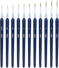 11Pcs Fine Detail Paint Brushes Set Fine Tip Paint Brush Miniature Mini Paints Brush for Watercolor, Oil, Acrylic, Face, Nail, Scale Model Painting Line Drawing (00000#-7#) Dark Blue XZHY