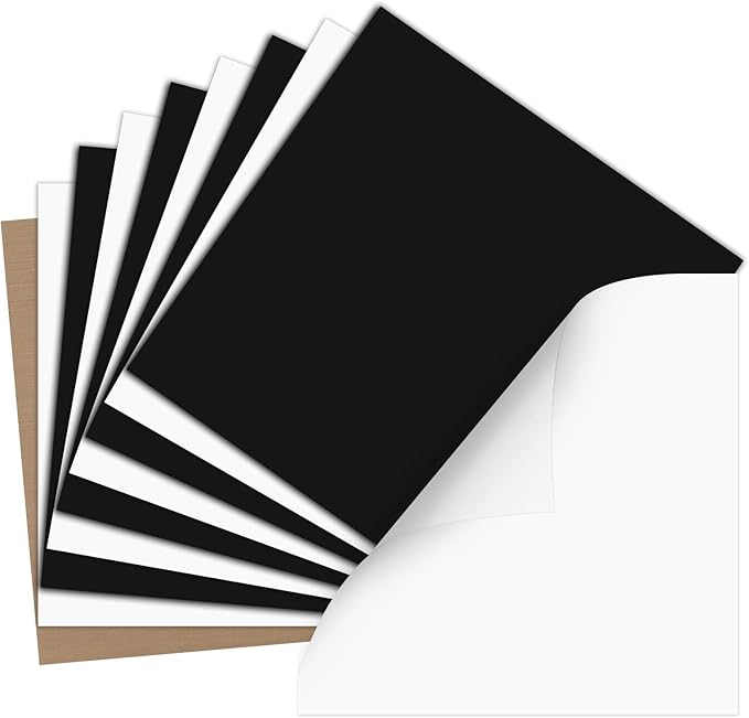 HTVRONT HTV Heat Transfer Vinyl Bundle: 5 White HTV Vinyl and 4 Black Heat Transfer Vinyl Sheets, 12"x12" PU Iron on Plus 1 PTFE Sheet Easy to Cut & Weed for Heat Design