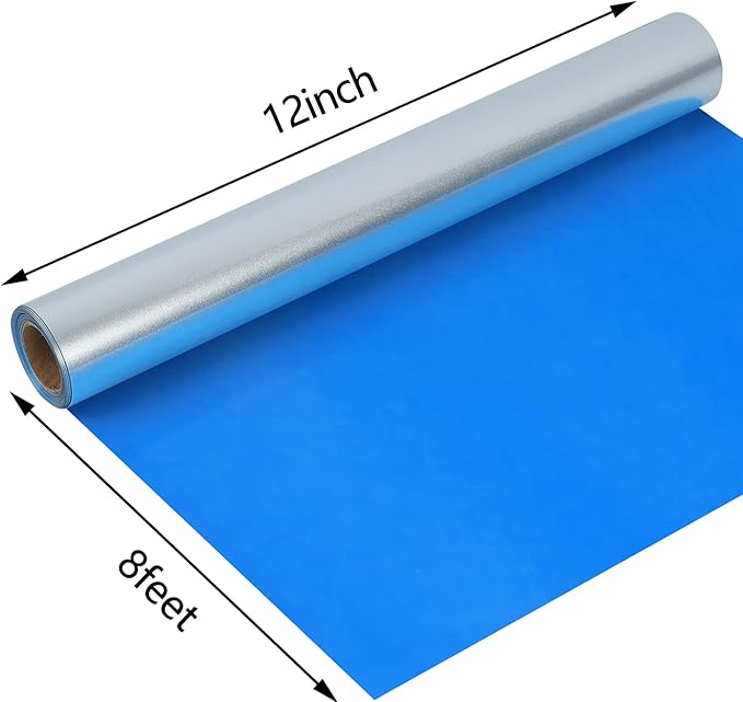 guangyintong Shiny Silver Heat Transfer Vinyl HTV Rolls, 12" x 8ft PU Iron on Vinyl Bundle for T-Shirts, Stretchy Thin Soft HTV Vinyl for All Cutter Machine Easy to Cut & Weed for Heat Vinyl Design