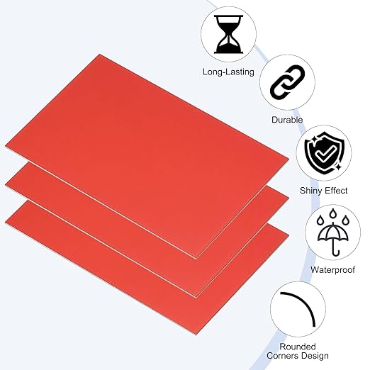 PATIKIL 2.1x3.3 Inch Anodized Aluminum Sheet Metal, 20Pcs Laser Plates Engraving Blanks 0.5MM Thin Rectangle for Crafting DIY House Laser Engraving, Red
