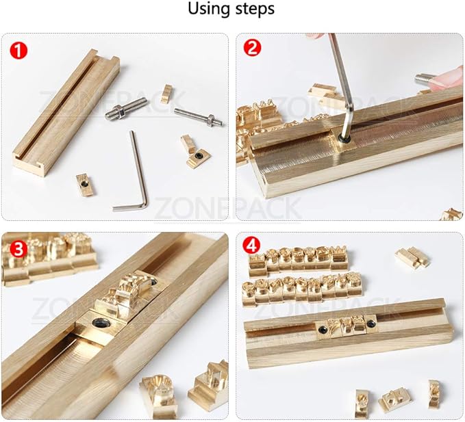 ZONEPACK Copper Brass Stamping Flexible Alphabet Number Symbol Character Stamp Mold Letter Positioning Plate DIY for Hot Foil Stamping Machine (26PCS Lowercase Times New Roman)