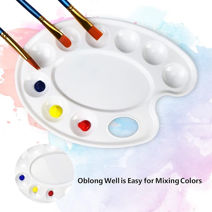 Hulameda Update 30pcs Paint Tray Palettes,Plastic Paint Tray Palette,Paint Palettes,Paint Pallets with 9 Wells for Adults & Kids, or Painting or DIY Craft Class,White