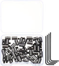MECCANIXITY 40 Pcs Metal Locking Pin Backs, Locking Pin Keepers Clasp 9mm(H) with 4 Wrench Replacement in Storage Case for Badge, Brooch, Black Tone