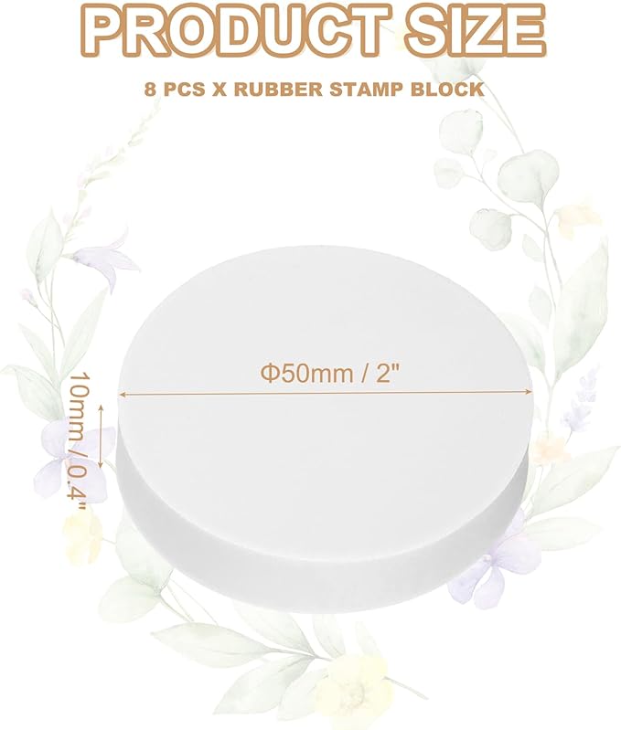 PATIKIL 8Pcs 2" Rubber Carving Blocks, Soft Linoleum Art Carving Block Round Crafts Stamp Making for Printmaking Stamps Carving Supplies, White