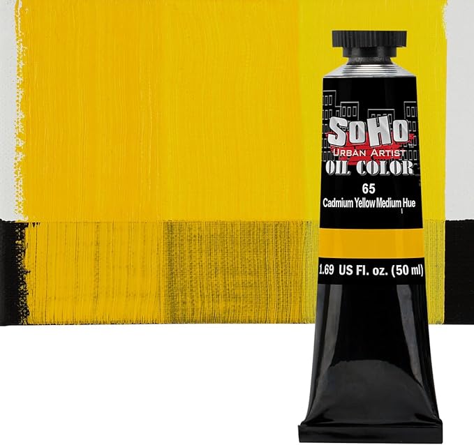 Soho Urban Artist Oil Paint - Cadmium Yellow Medium Hue, 50 ml Tube - Best Valued Oil Colors for Painting, Excellent Pigment Load