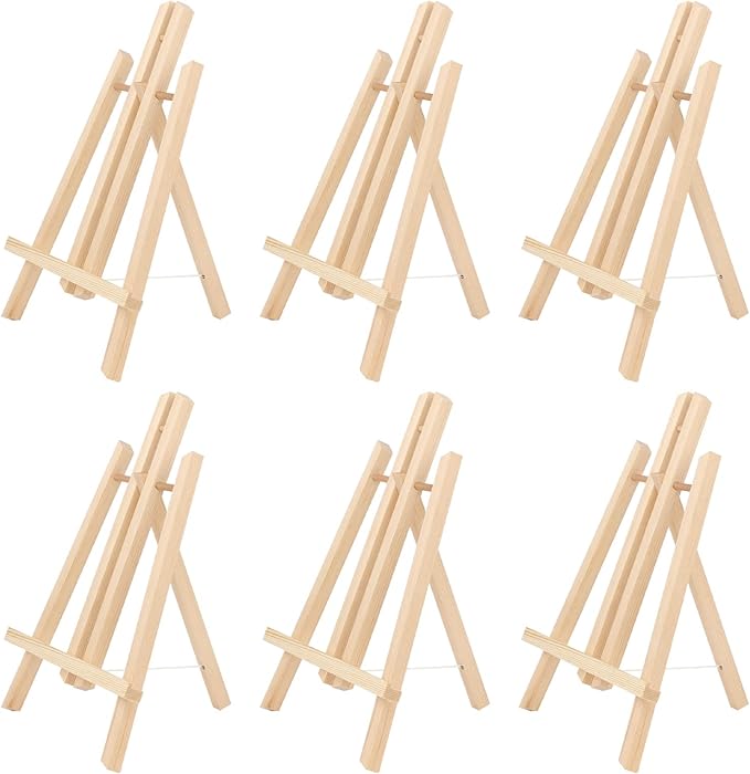 Kinlink 11.8 Inch Tall Wood Easels for Display Set of 6, Display Easel Tabletop, Painting Easel Stand for Artist Students