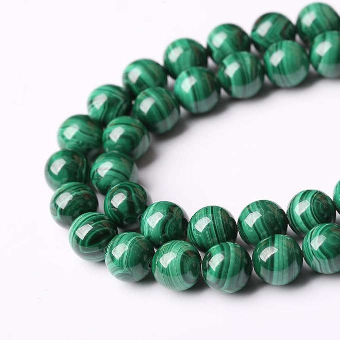 19pcs 10mm Natural Green Malachite Beads AAA Gemstone Round Loose Beads for Jewelry Making DIY Bracelets Necklaces Crystal Energy Healing Stone Beads 7.5" (Natural Malachite, 10mm)