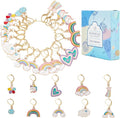 SUNNYCLUE 1 Box 20Pcs Knitting Stitch Markers Crochet Rainbow Colorful Leverback Charms Cute Crochet Markers for Knitting Weaving Sewing Needleworks Women DIY Craft