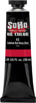 Soho Urban Artist Oil Paint - Cadmium Red Deep Hue, 50 ml Tube - Best Valued Oil Colors for Painting, Excellent Pigment Load
