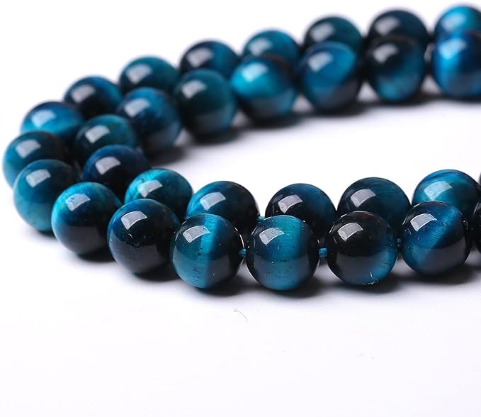 AAA Natural Blue Tiger Eye Gemstone Beads Natural Round Loose Stone Beads for Jewelry Making DIY Bracelet Necklace Earrings 12mm 32pcs 1 Strand 15" (Blue Tiger Eye, 12mm)