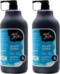 Mont Marte Discovery School Acrylic, 2 PACK, Black, 1/2 Gallon (2 Liter). Ideal for Students and Artists. Excellent Coverage and Fast Drying. Pump Lid Included.