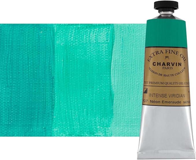 Charvin Extra Fine Oil Paint, Intense Viridian 60 mL - Triple-Milled, Rich Texture, Poppy Oil-Based, Light-Fast, Handmade, Archival Quality