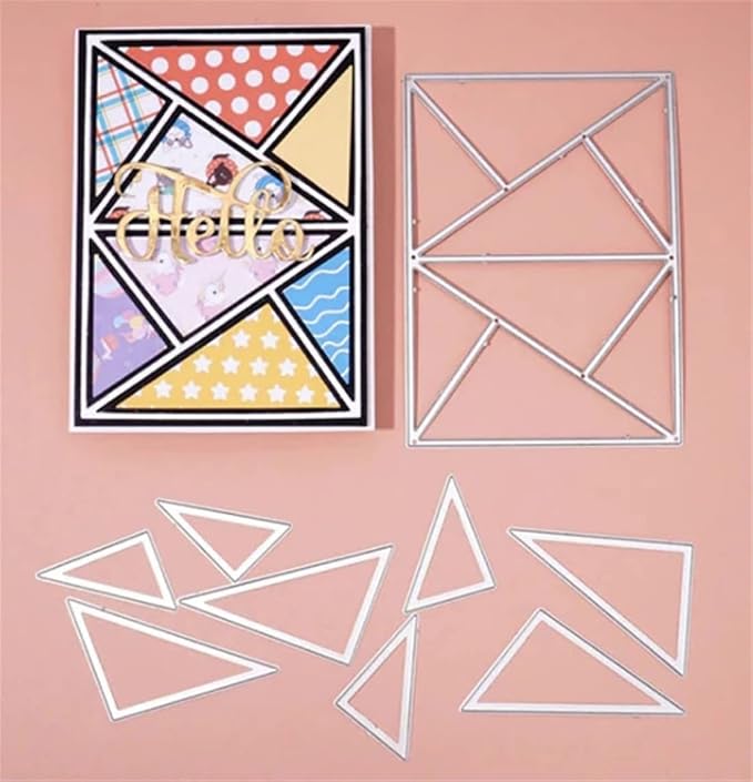 Mvchifay Cutting Dies for Card Making Metal Die-Cuts Scrapbooking Tool Hollow Frame DIY Craft Punch Template Embossing for Paper Album Decor (Big Triangle Rectangle frame-10.1x14cm)