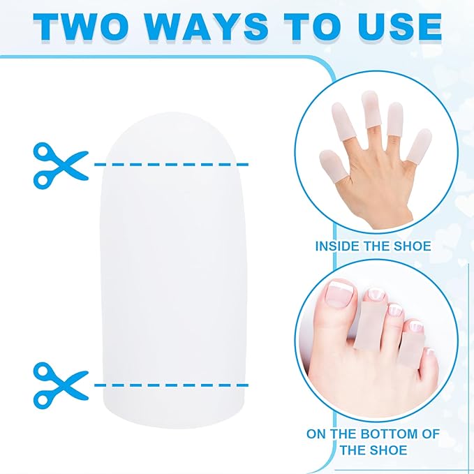 PATIKIL Gel Finger Cots 1.6"x0.79", 20 Pcs Silicone Finger Protector Support Finger Sleeve Cushions Thumb Protector Covers Fingertip Caps Gloves for Finger Cracking, White