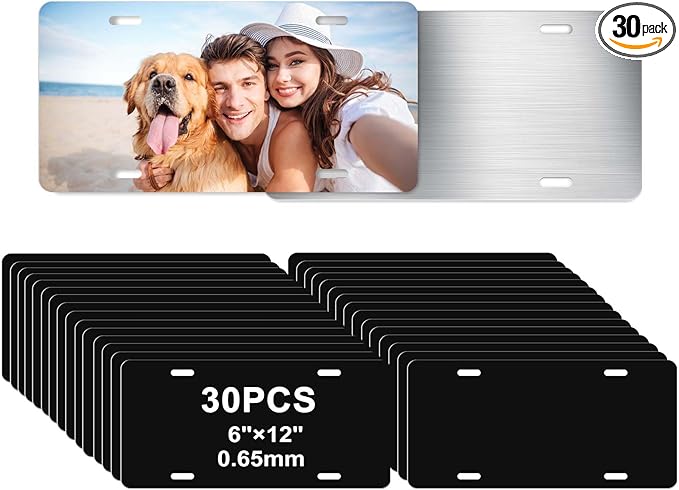 30 Pack 0.65mm Black Aluminum Plate Blanks for Custom Design Work - Automotive Blank Plates for Vinyl, UV Printing, Laser Engraving Personalized Metal Tags,6X12 Inch (30Pack)