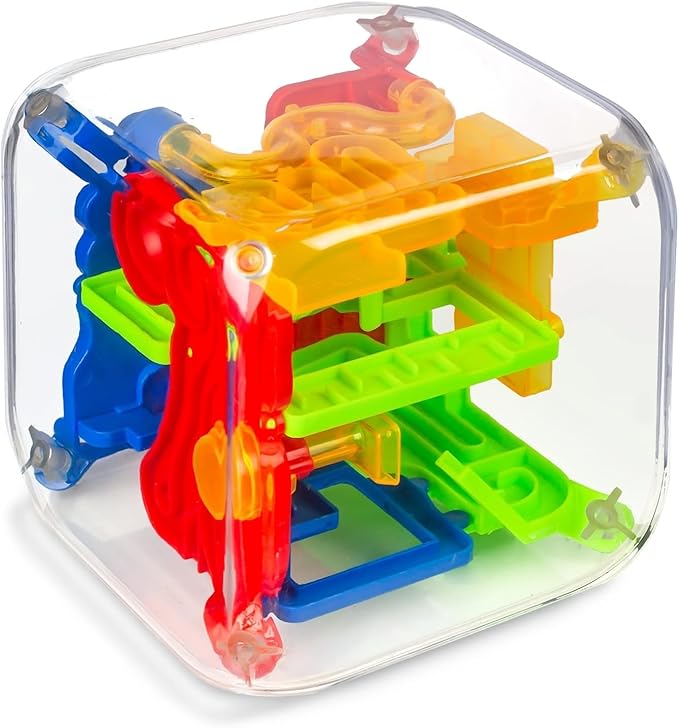 3 otters 3D Puzzle Maze Cube, 72 Obstacles Puzzle Cube Interactive Maze Game with Education Toy for Kids 3+