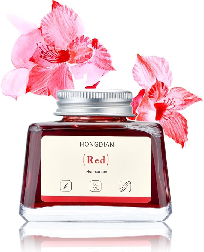 Hongdian Fountain Pen Bottled Ink Red, 60ml Fountain Pen Bottled Ink, Non Carbon