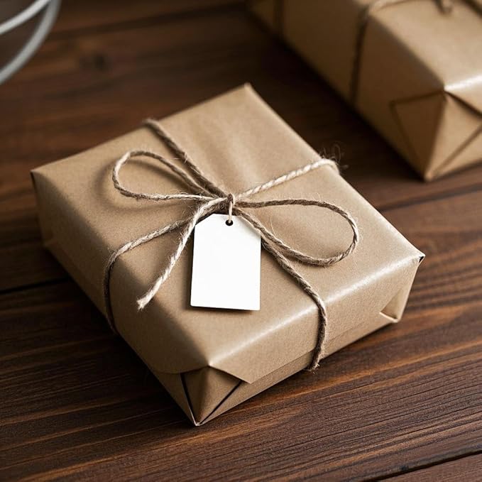 200 PCS Paper Gift Tags with Free 200 PCS Cotton Strings, Blank Hangtags for DIY Wedding Holiday Present(White)