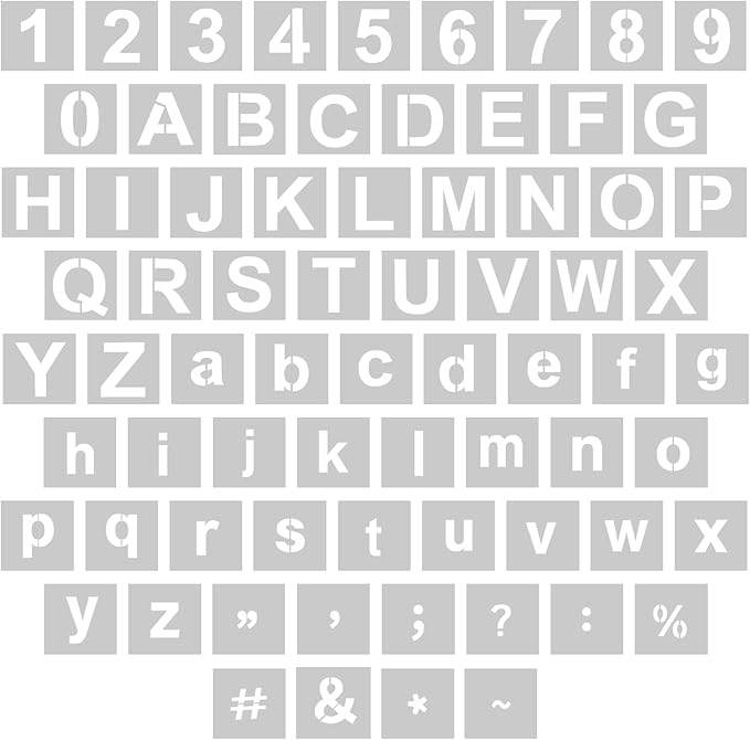 WISYOK 1 Inch 72 Pcs Letter Stencils and Numbers, Reusable Plastic Alphabet Art Craft Templates for Wood, Wall, Fabric, Rock, Signage,Cake,DIY