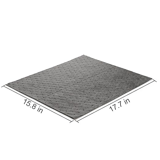 Okllen 50 Pcs Oil Absorbent Pads, 16"x18" Pigmats Spill Pads Dimpled Texture for Fast Spill Cleanup for Garage, Workshop & Industrial Use