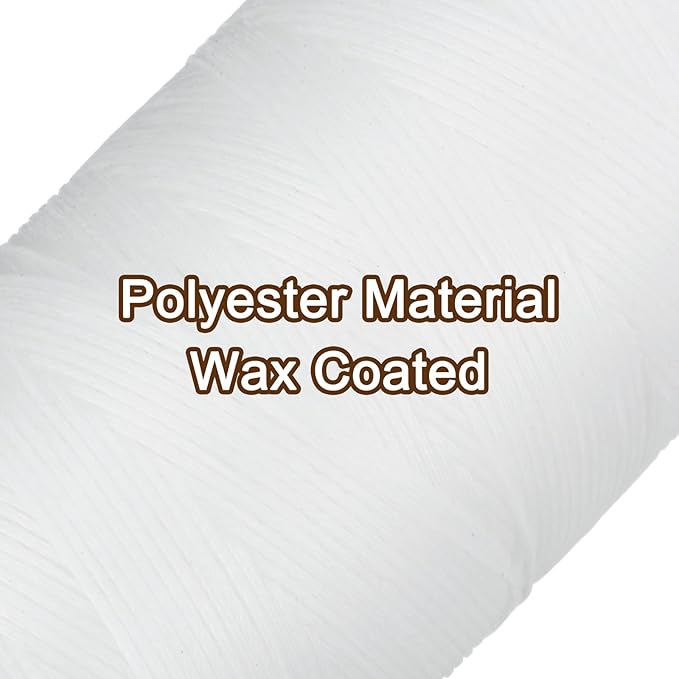 Uxcell 150D 0.8mm Flat Waxed Polyester Leather Sewing Thread, White, 284 Yards (260m), 1 Roll