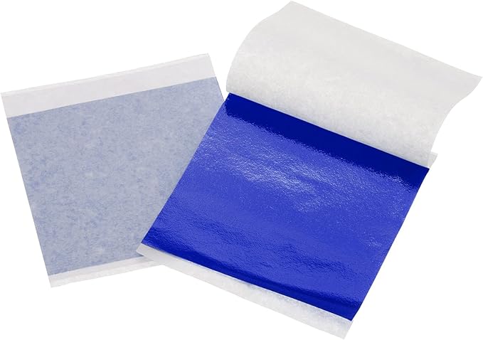 uxcell 100pcs Leaf Sheets, 3.5" x 3.5" Foil Sheets Paper Sheets for DIY Crafts Painting Nails Resin Furniture Decoration(Dark Blue)
