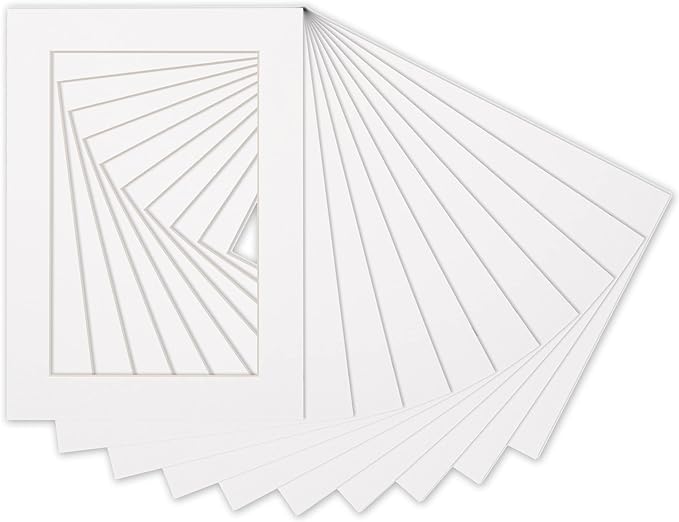 5.5x8.5 Mat for 8.5x11 Frame - Precut Mat Board Acid-Free White 5.5x8.5 Photo Matte for a 8.5x11 Picture Frame, Premium Matboard for Family Photos, Show Kits, Art, Picture Framing, Pack of 100 Mats