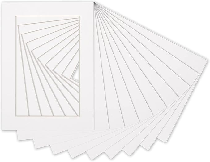 5x7 Mat for 8.5x11 Frame - Precut Mat Board Acid-Free White 5x7 Photo Matte Made to Fit a 8.5x11 Picture Frame, Premium Matboard for Family Photos, Show Kits, Art, Picture Framing, Pack of 100 Mats