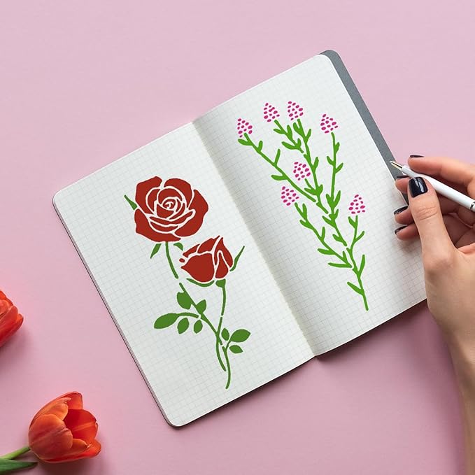 Floral Stencils for Crafts Reusable Flower Stencils for Painting on Walls Wildflower Stencil
