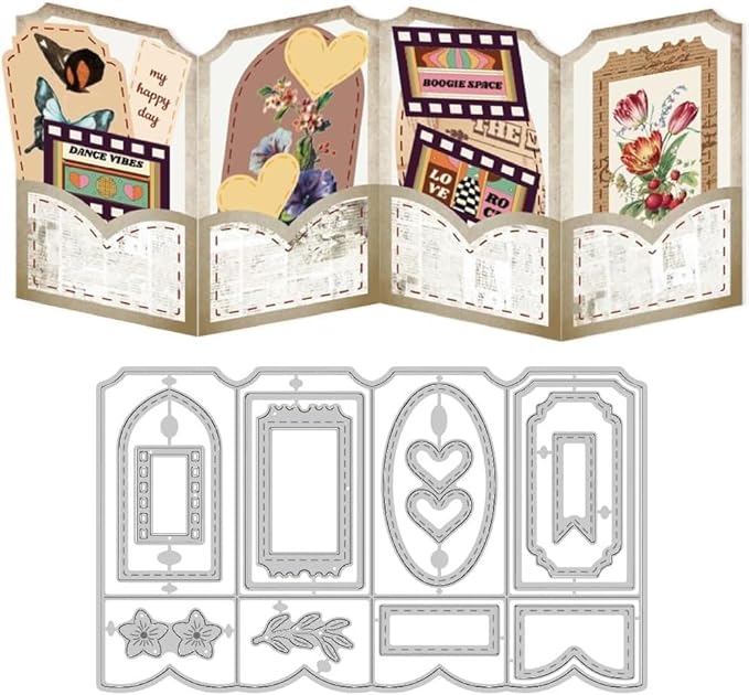 Lapoo Geometric Cutting Dies for Scrapbooking - Durable, Cut Stencils for DIY Scrapbook Photo Album Decorative Paper Card, Card Making Supplies (Folding Card 7.2 x 4.3 in)